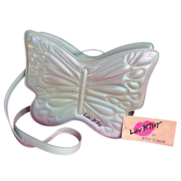 Betsey Johnson Handbags - Betsey Johnson Luv Silver Blue Iridescent Butterfly Crossbody Bag Novelty
NWT